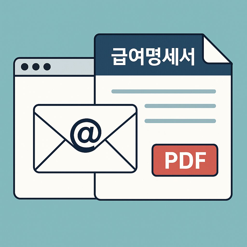 이메일로 전송된 급여명세서 PDF를 나타내는 아이콘 일러스트
