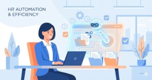 AI로 HR 반복 업무 자동화 및 업무 효율성 증대 일러스트