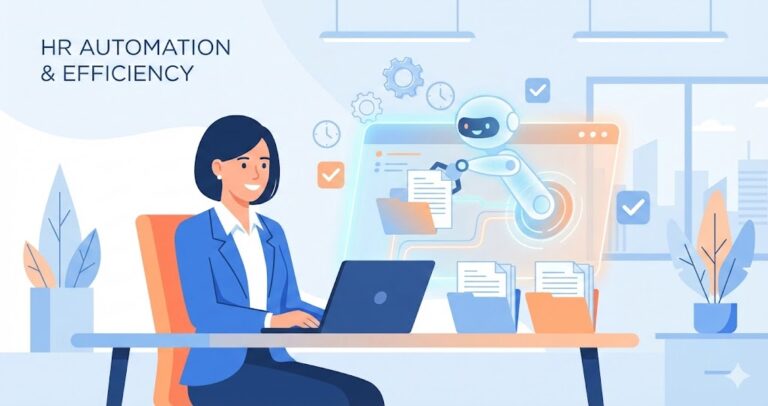 AI로 HR 반복 업무 자동화 및 업무 효율성 증대 일러스트