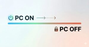 PC ON과 PC OFF 상태를 전원 및 잠금 아이콘과 함께 직관적으로 배치