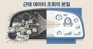 복잡하게 계기판이 빽빽한 화면과 핵심 지표만 남긴 깔끔한 화면이 대비되고, 가운데에서 구조화 흐름이 혼란을 통제로 바꾸는 모습을 상징적으로 보여주는 일러스트.