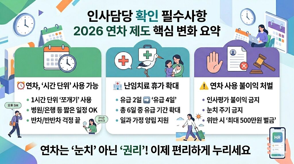 2026년 근기법 개정으로 인한 연차 및 난임휴가 변경사항